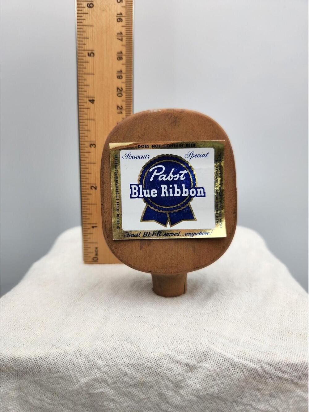 Pabst Blue Ribbon Souvenir Beer Tap Handle Knob Wooden Vintage Breweriana B2